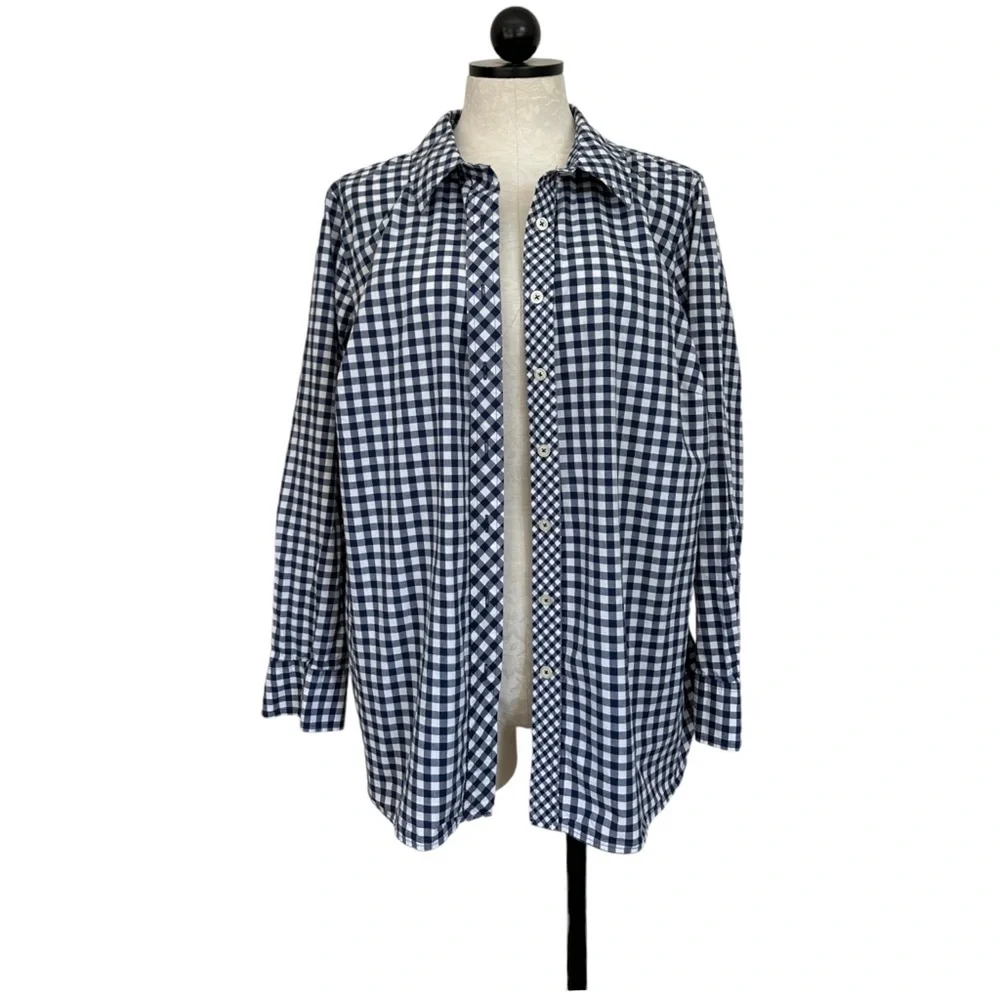 Talbots Women's Check Plaid Gingham Button Down Shirt Long Sleeve Size 1X - Picture 2 of 13